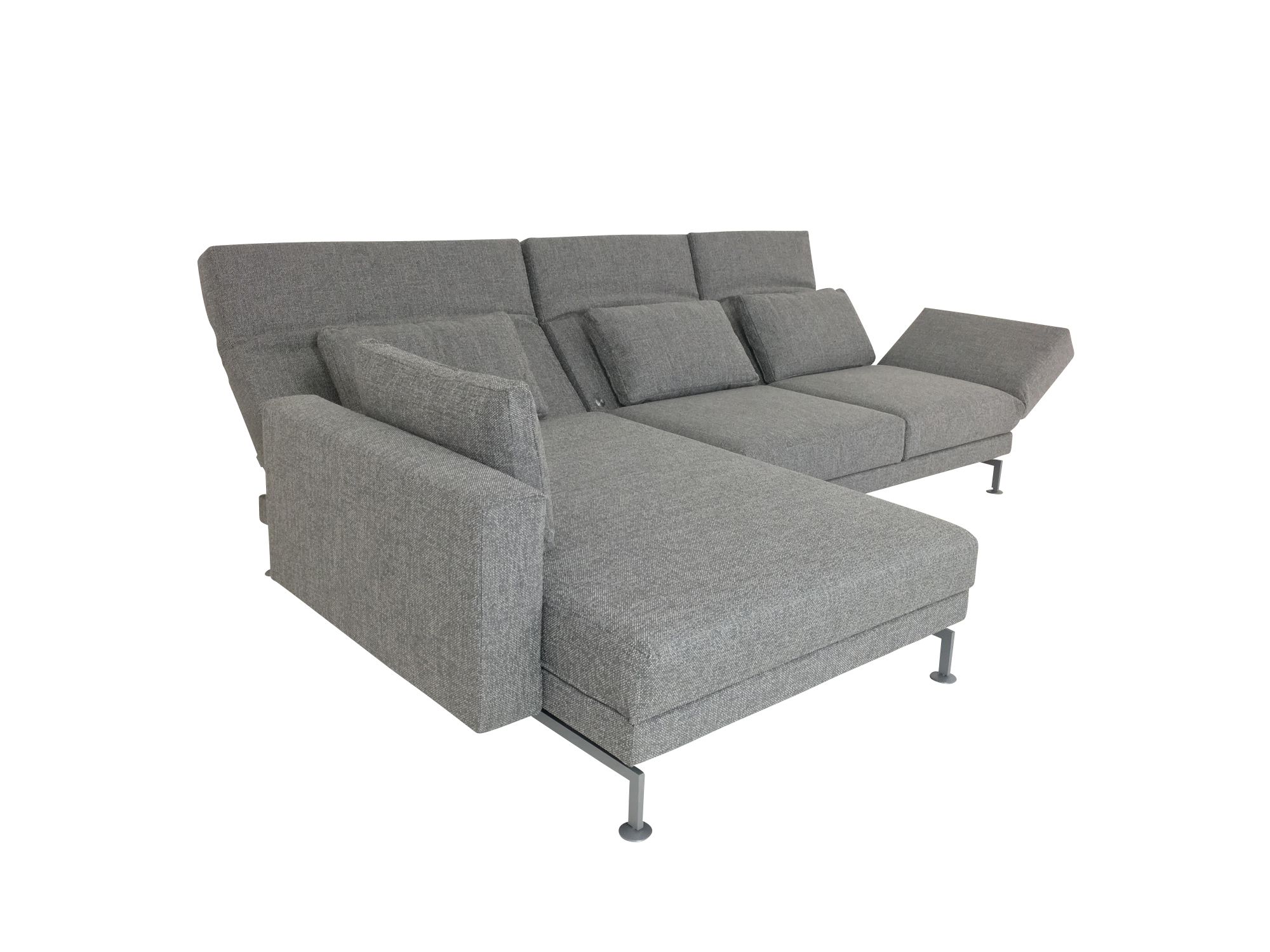 Brühl MOULE MEDIUM Sofa mit XL Recamiere links im robusten hellgrauen