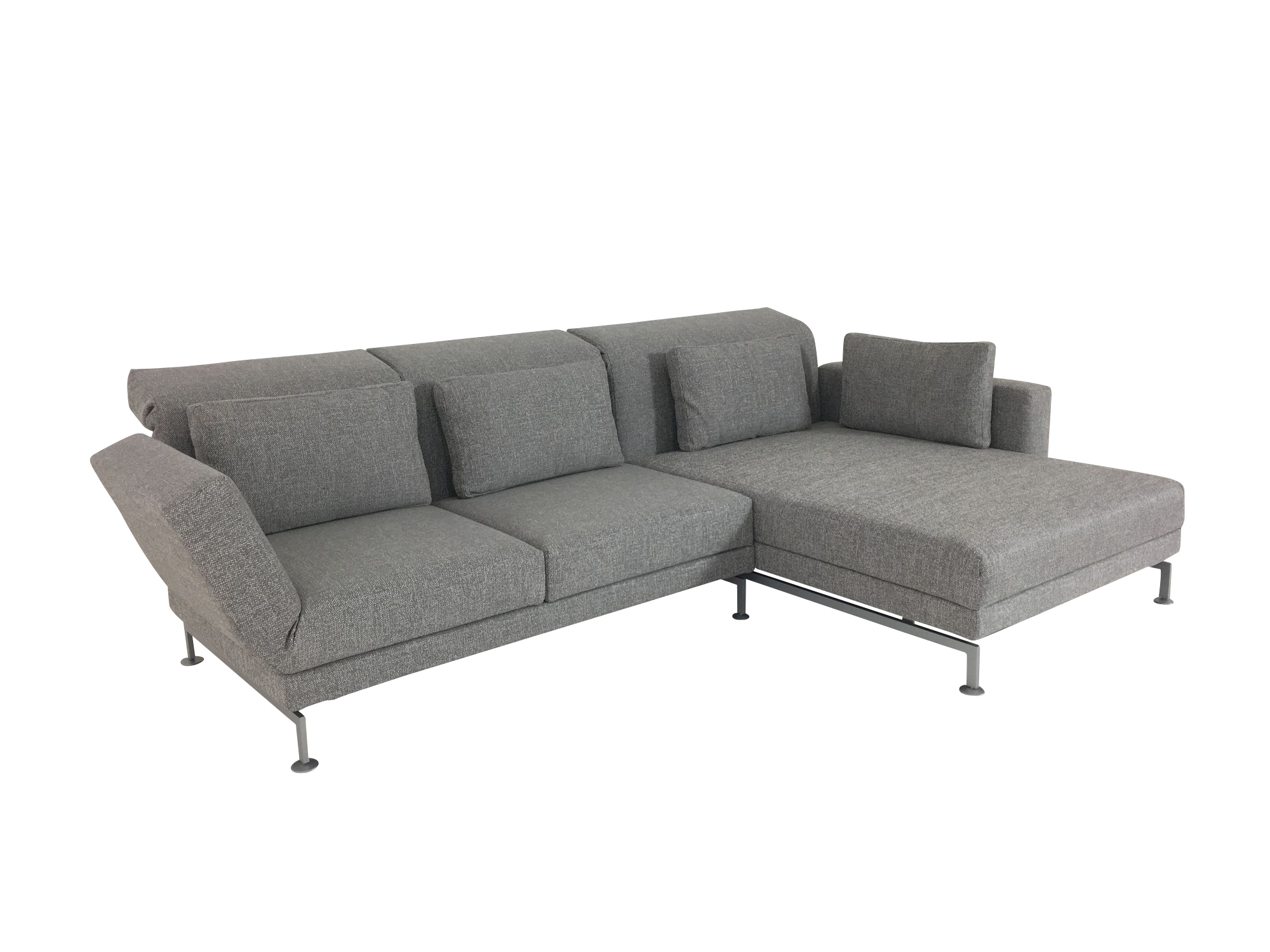 Brühl MOULE MEDIUM Sofa mit XL Recamiere rechts im robusten hellgrauen